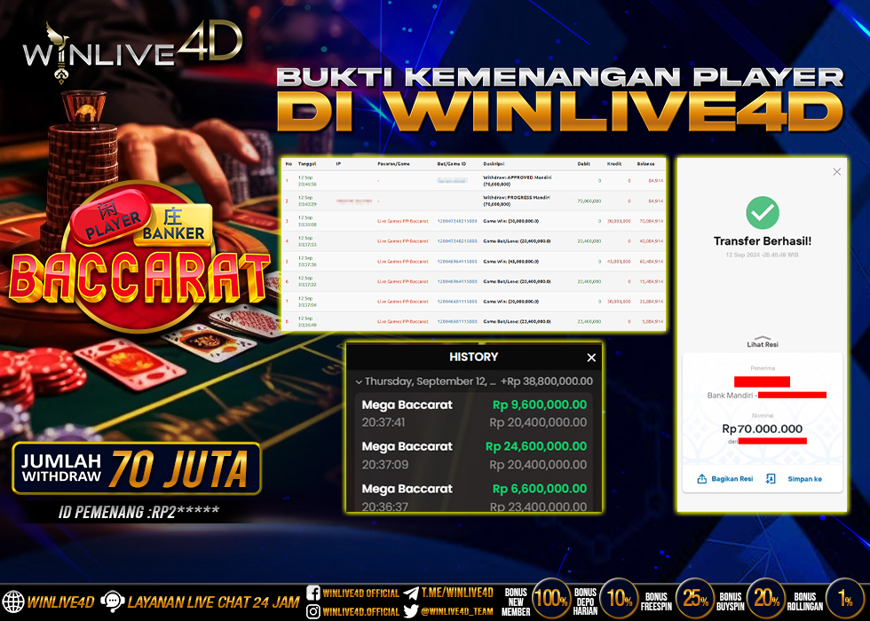 WINLIVE4D JACKPOT BACCARAT RP.19.000.000.,- LUNAS