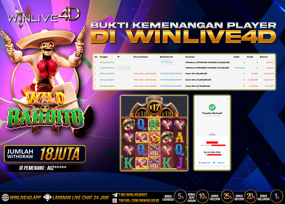 WINLIVE4D JACKPOT SLOT WILD BANDITO