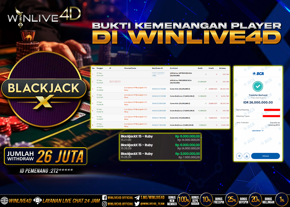 WINLIVE4D JACKPOT LIVE CASINO BLACKJACK.,- LUNAS