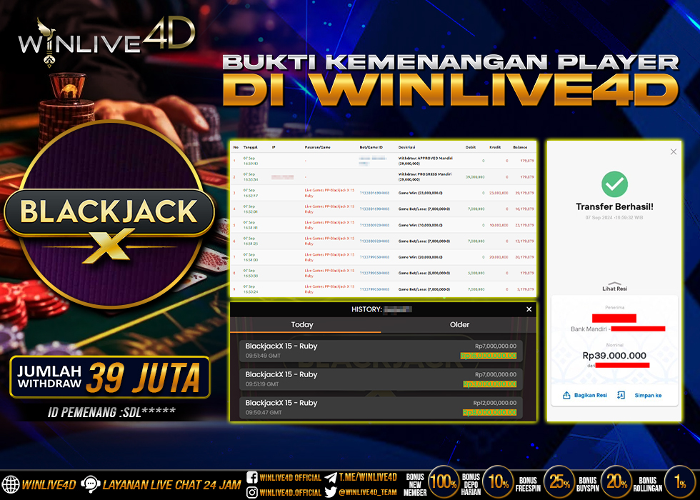 WINLIVE4D JACKPOT LIVE CASINO BLACKJACK.,- LUNAS