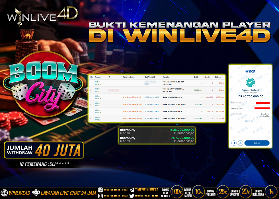 WINLIVE4D JACKPOT LIVE CASINO BOOM CITY.,- LUNAS