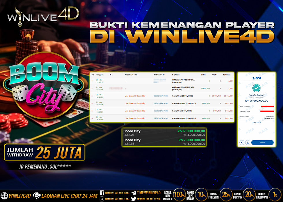 WINLIVE4D JACKPOT LIVE CASINO BOOM CITY.,- LUNAS