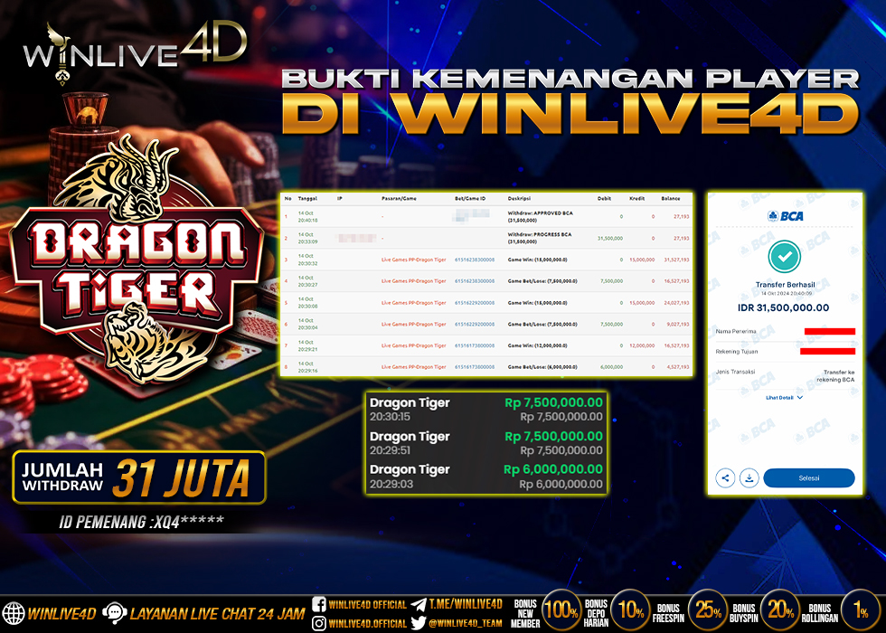 WINLIVE4D JACKPOT LIVE CASINO DRAGON TIGER.,- LUNAS