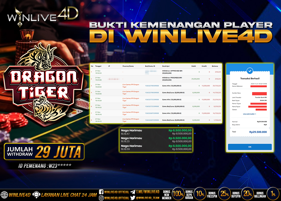 WINLIVE4D JACKPOT LIVE CASINO DRAGON TIGER.,- LUNAS