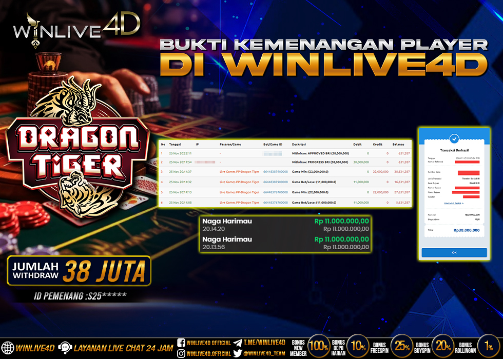 WINLIVE4D JACKPOT LIVE CASINO DRAGON TIGER.,- LUNAS