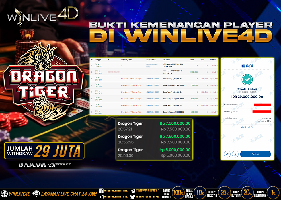 WINLIVE4D JACKPOT LIVE CASINO DRAGON TIGER.,- LUNAS