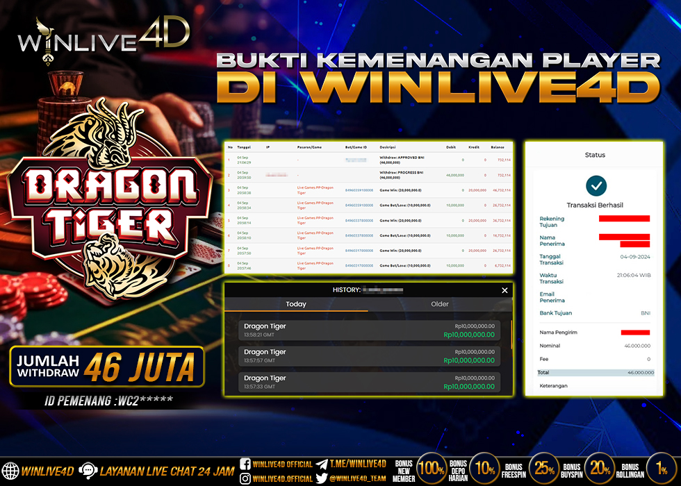 WINLIVE4D JACKPOT LIVE CASINO DRAGON TIGER.,- LUNAS