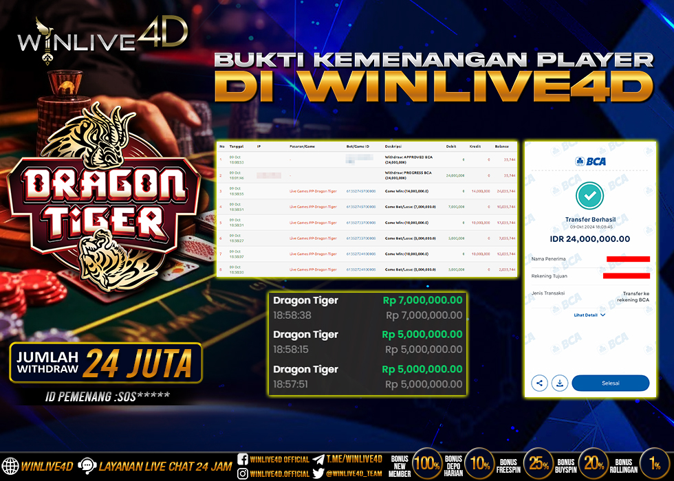 WINLIVE4D JACKPOT LIVE CASINO DRAGON TIGER.,- LUNAS