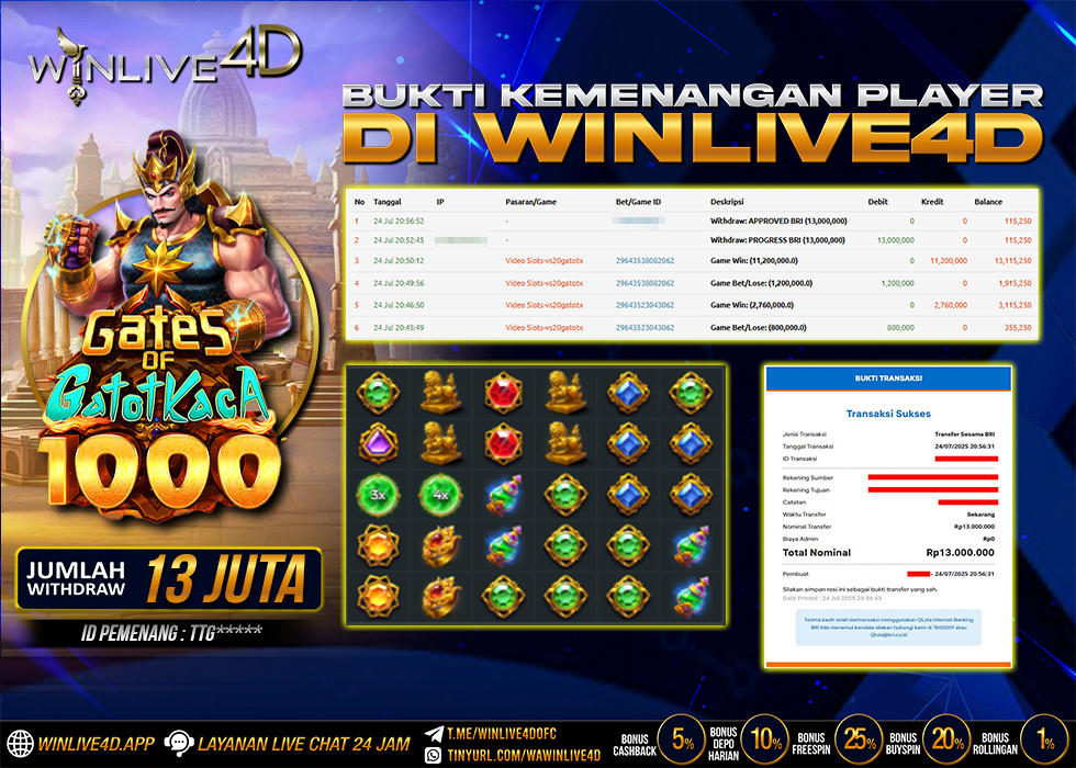 WINLIVE4D JACKPOT gatotkaca-1000-24-7-25.,- LUNAS