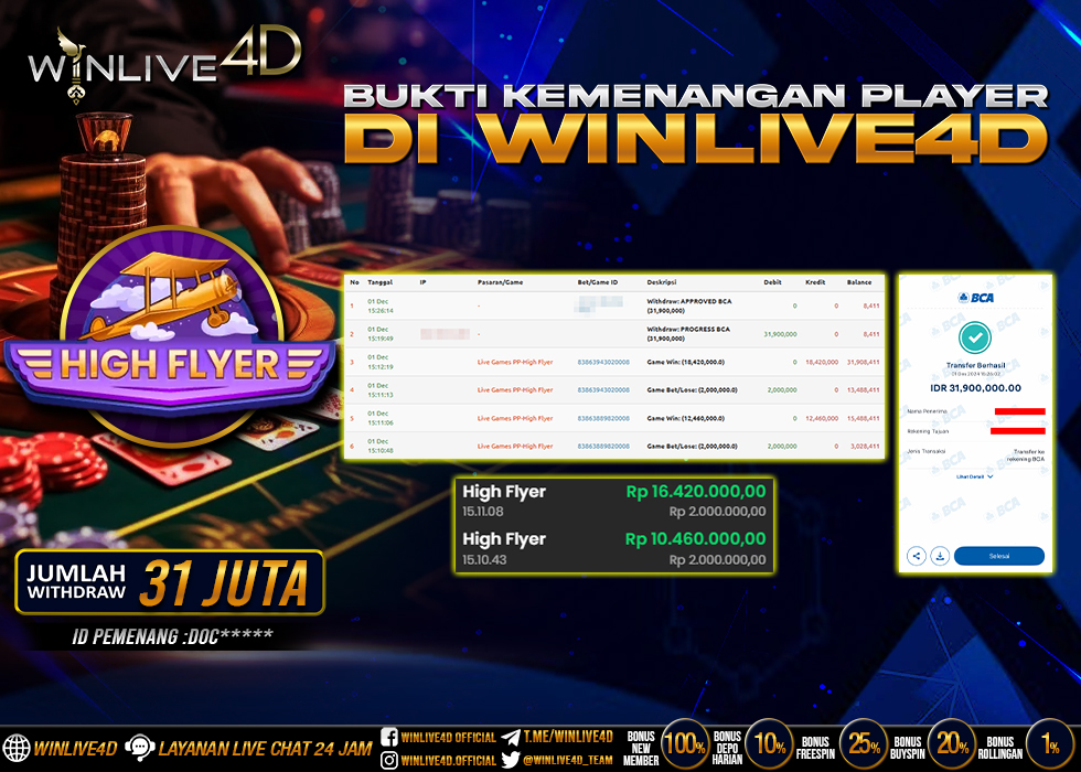WINLIVE4D JACKPOT LIVE CASINO HIGH FLYER.,- LUNAS