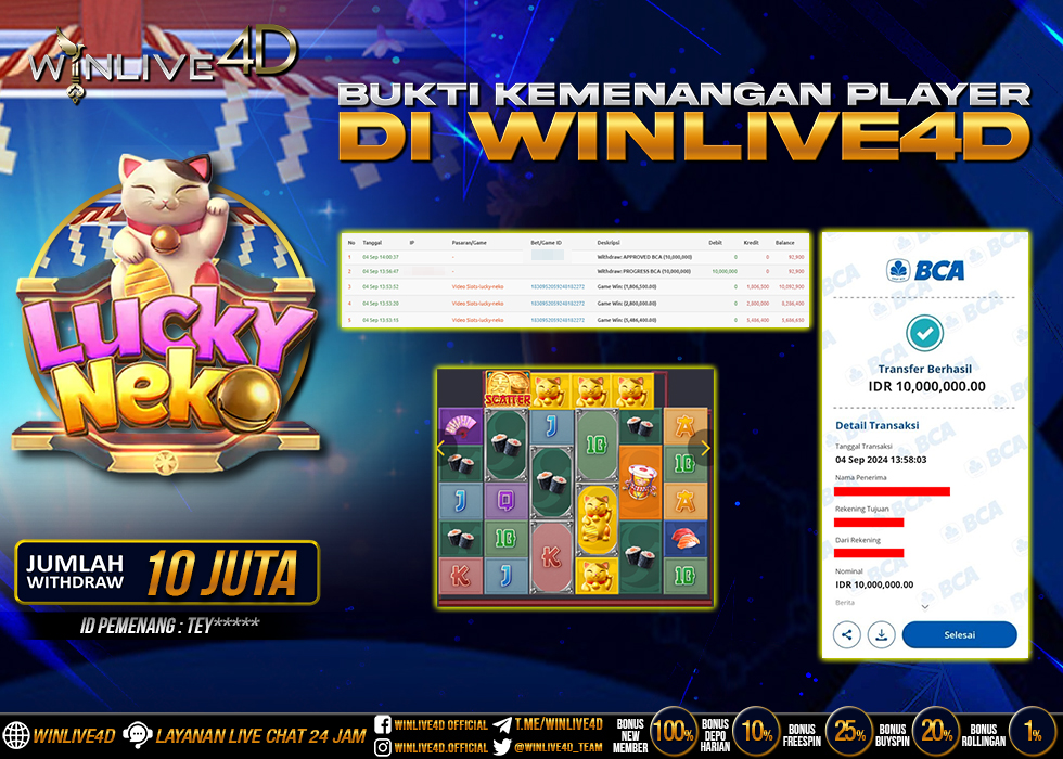 WINLIVE4D JACKPOT SLOT LUCKY NEKO.,- LUNAS