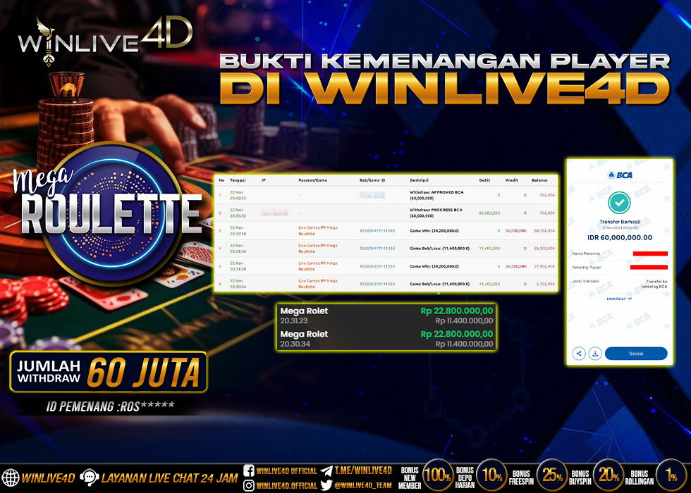 WINLIVE4D JACKPOT LIVE CASINO MEGA ROULETTE.,- LUNAS