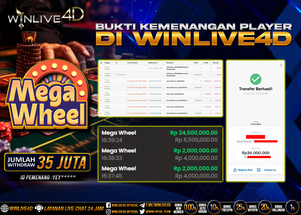 WINLIVE4D JACKPOT LIVE CASINO MEGA WHEEL.,- LUNAS
