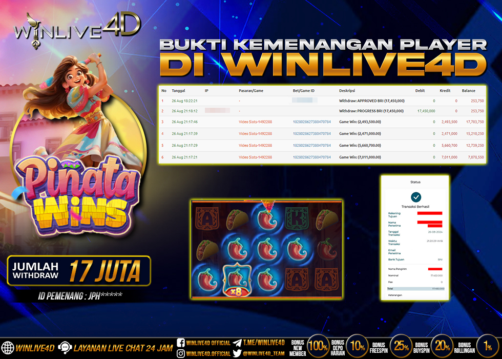 WINLIVE4D JACKPOT SLOT PINATA WINS.,- LUNAS
