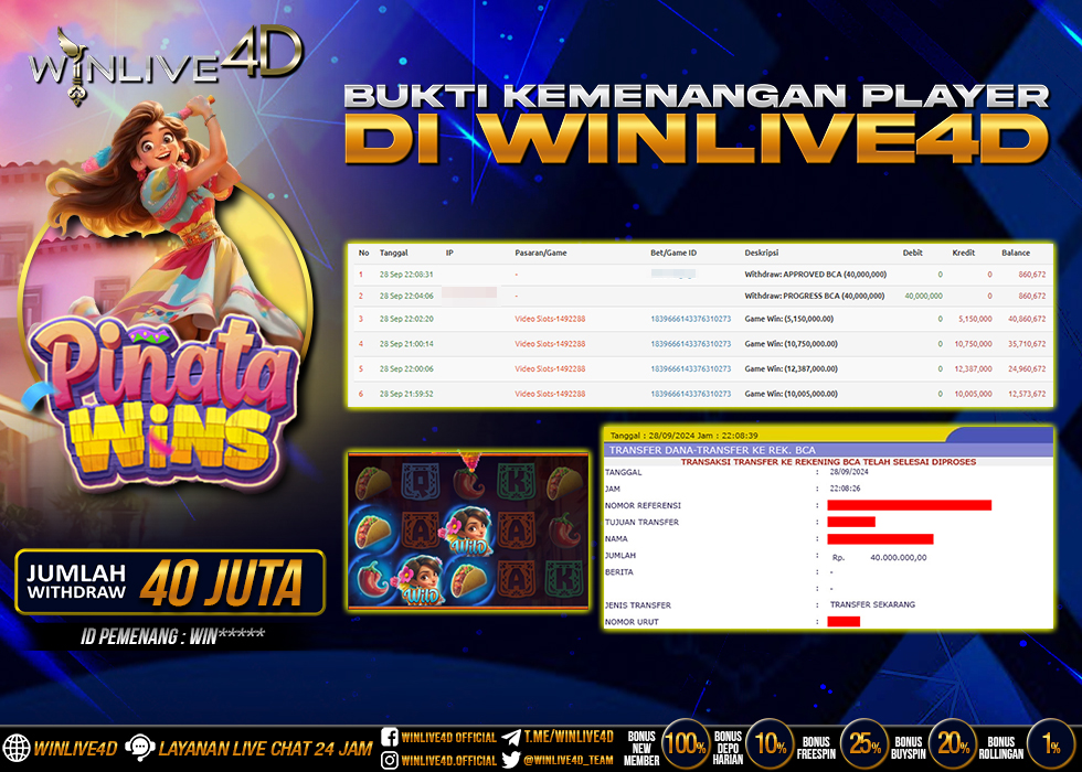 WINLIVE4D JACKPOT SLOT PINATA WINS.,- LUNAS