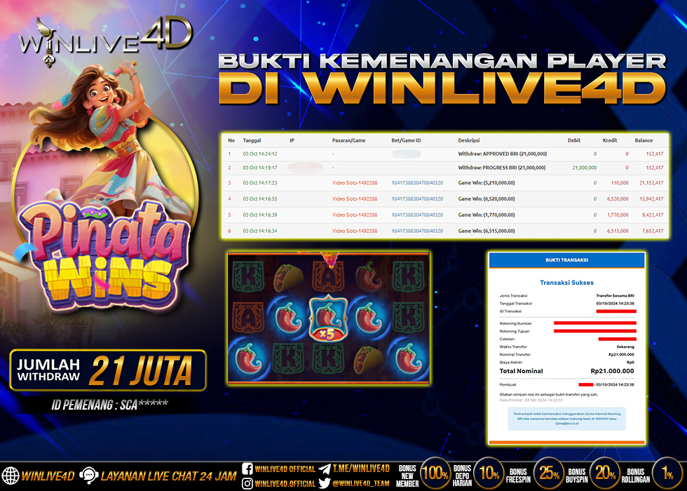 WINLIVE4D JACKPOT SLOT PINATA WINS.,- LUNAS