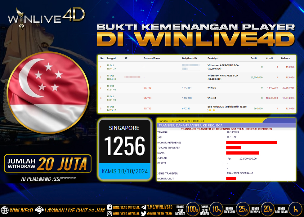 WINLIVE4D JACKPOT TOGEL SINGAPORE Rp.20.500.000.,- LUNAS