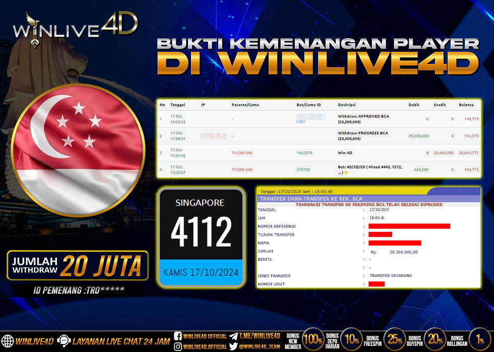 WINLIVE4D JACKPOT TOGEL SINGAPORE Rp.20.500.000.,- LUNAS