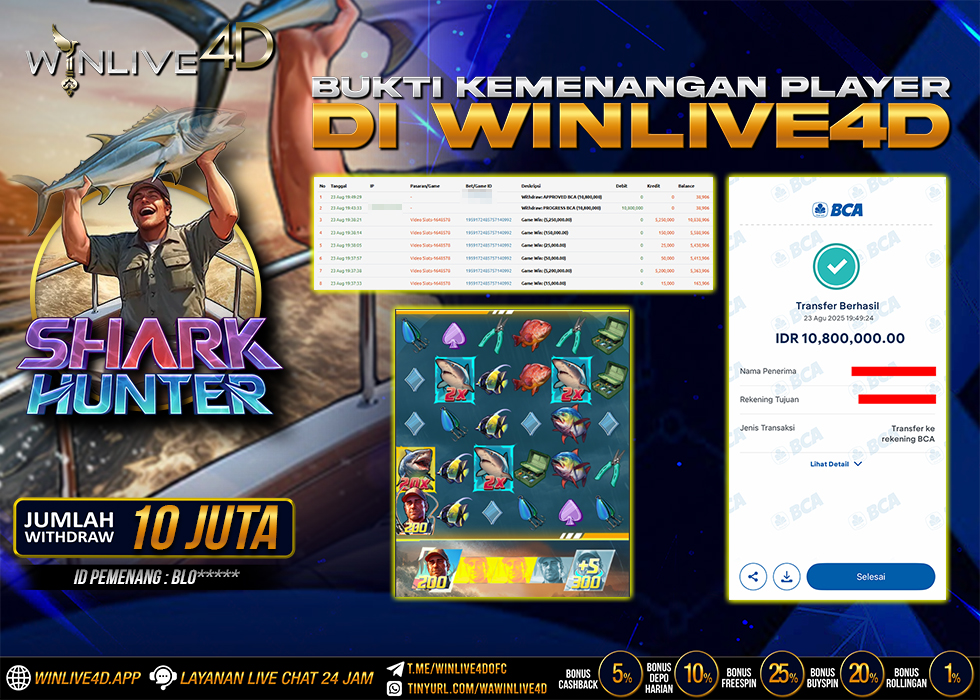 WINLIVE4D JACKPOT shark-hunter-23-8-25.,- LUNAS