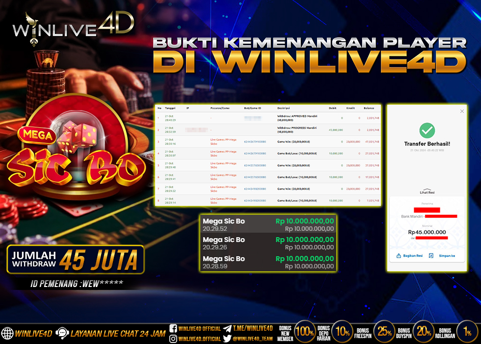 WINLIVE4D JACKPOT LIVE CASINO MEGA SICBO.,- LUNAS