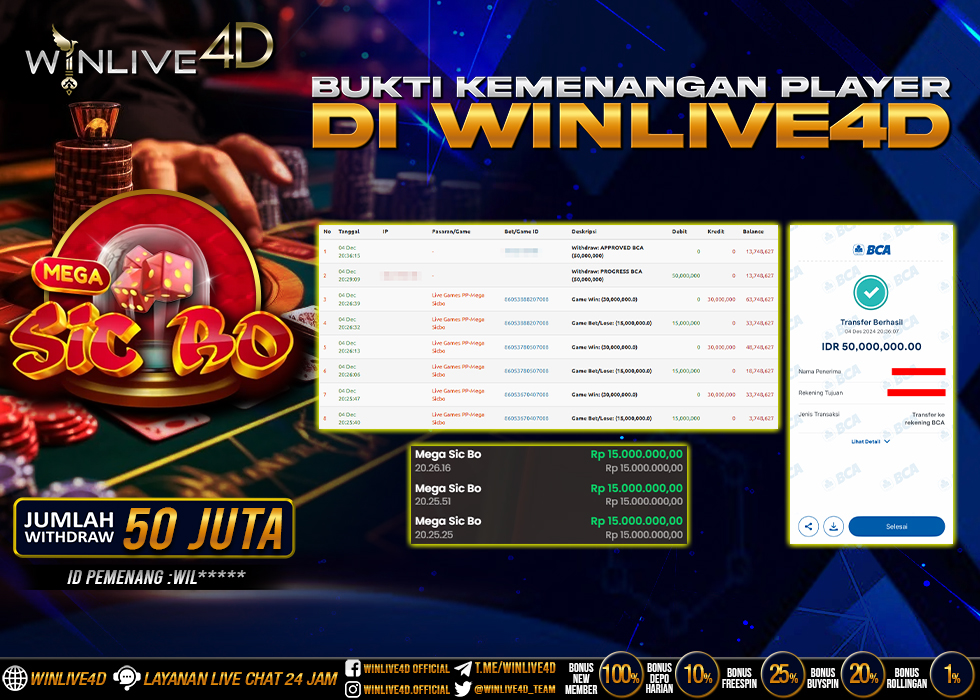 WINLIVE4D JACKPOT LIVE CASINO SICBO.,- LUNAS