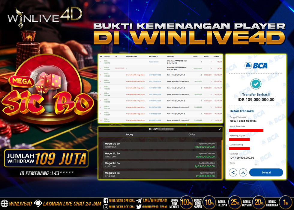 WINLIVE4D JACKPOT LIVE CASINO SICBO.,- LUNAS