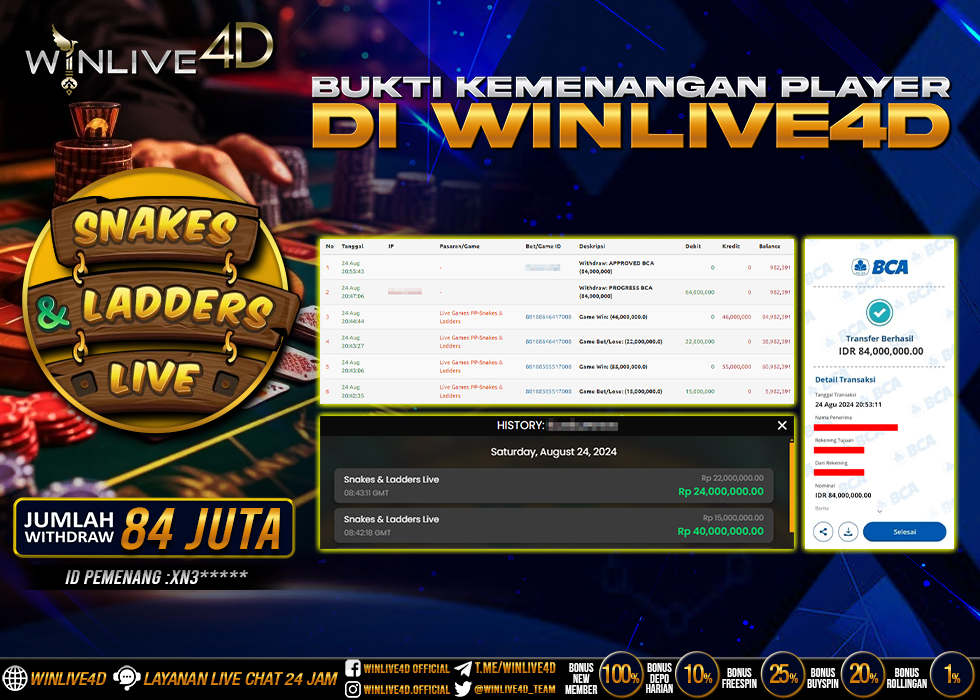 WINLIVE4D JACKPOT LIVE SNAKES & LADDERS LIVE.,- LUNAS