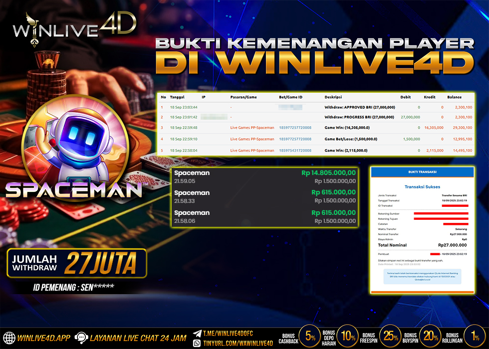 WINLIVE4D JACKPOT spaceman-18-9-25.,- LUNAS