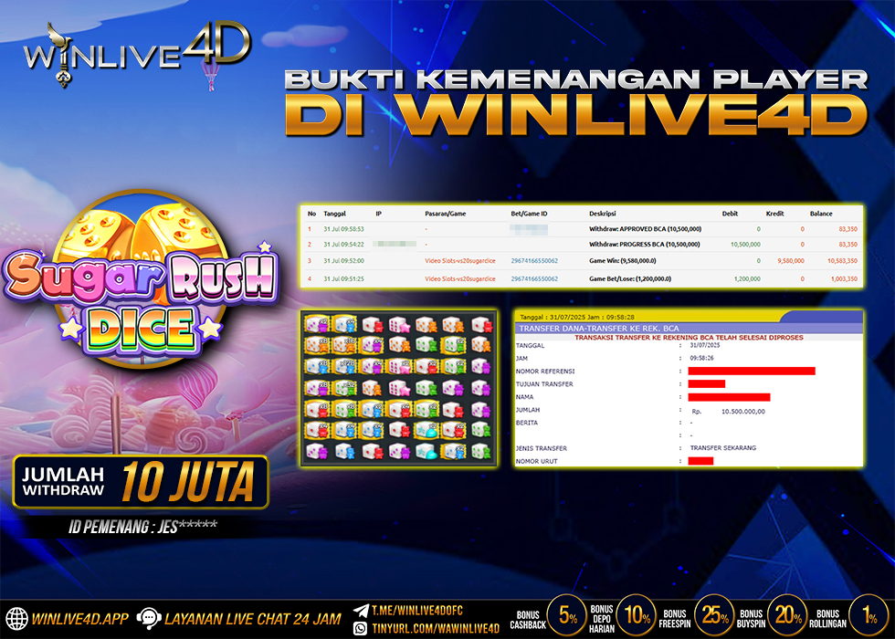 WINLIVE4D JACKPOT sugar-rush-dice-31-7-25.,- LUNAS