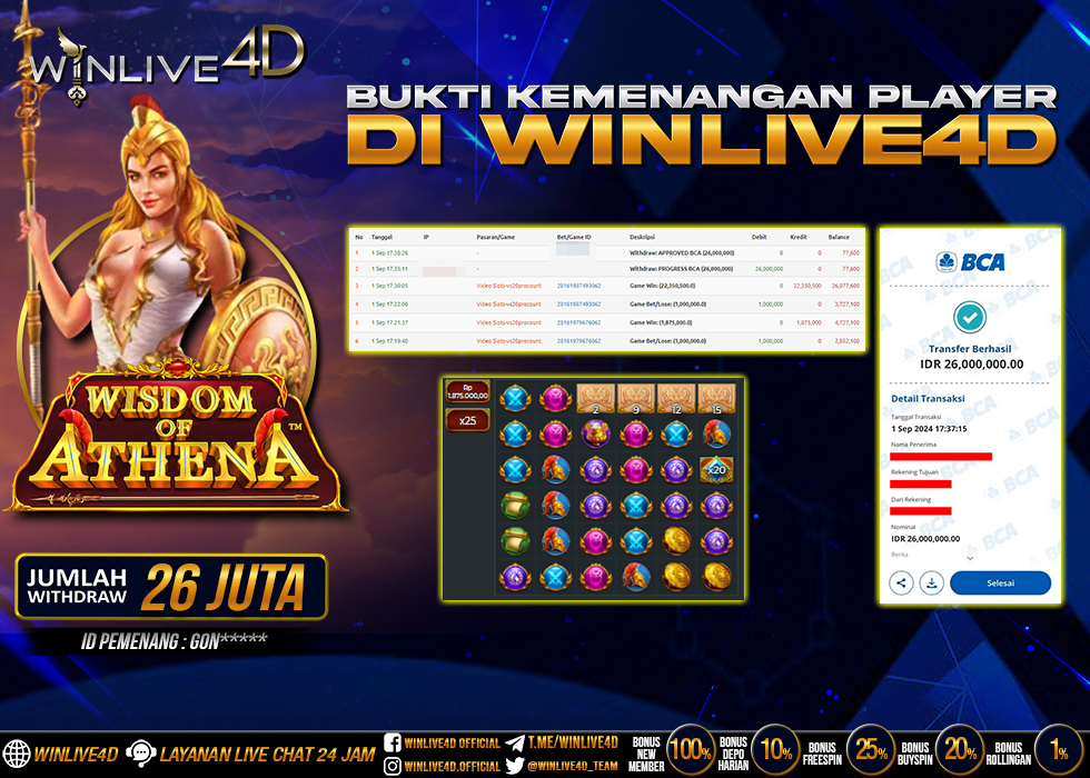 WINLIVE4D JACKPOT WISDOM OF ATHENA